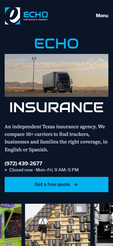The same site on a phone.